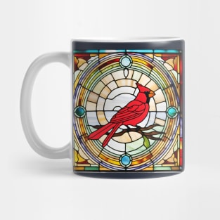 Cardinal in Concentric Circles Stained Glass Mug